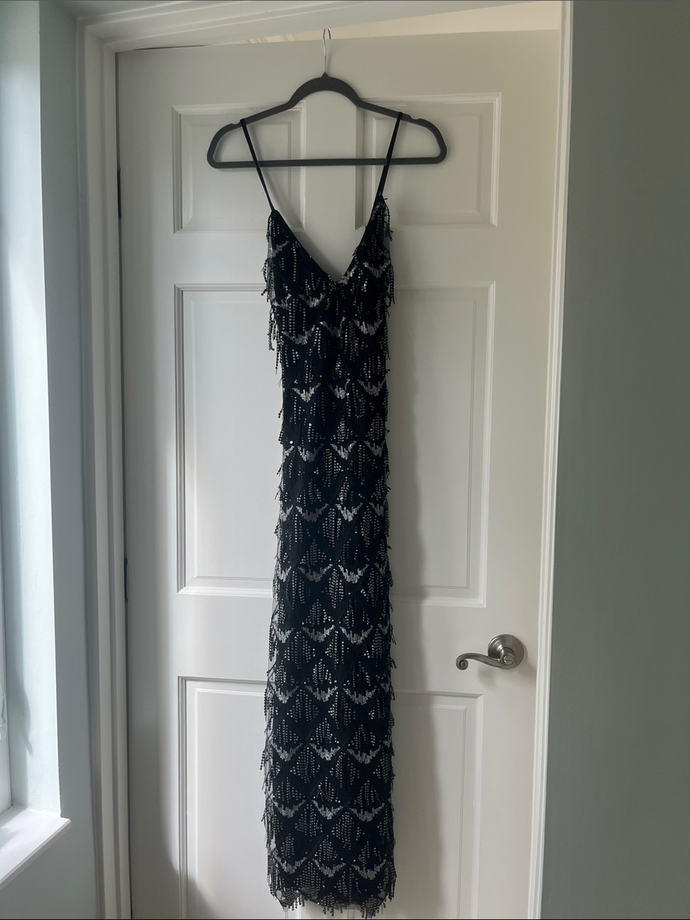 Lulu's Black Beaded Fringe Maxi Dress